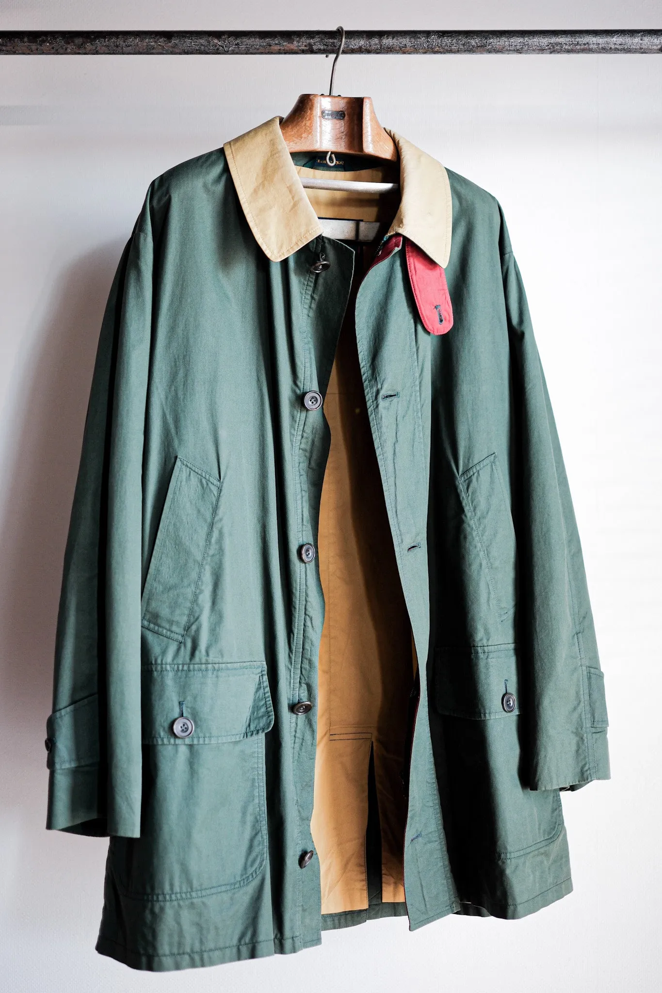 【~90's】Old INVERTERE Crazy Pattern Cotton Coat With Chin Strap