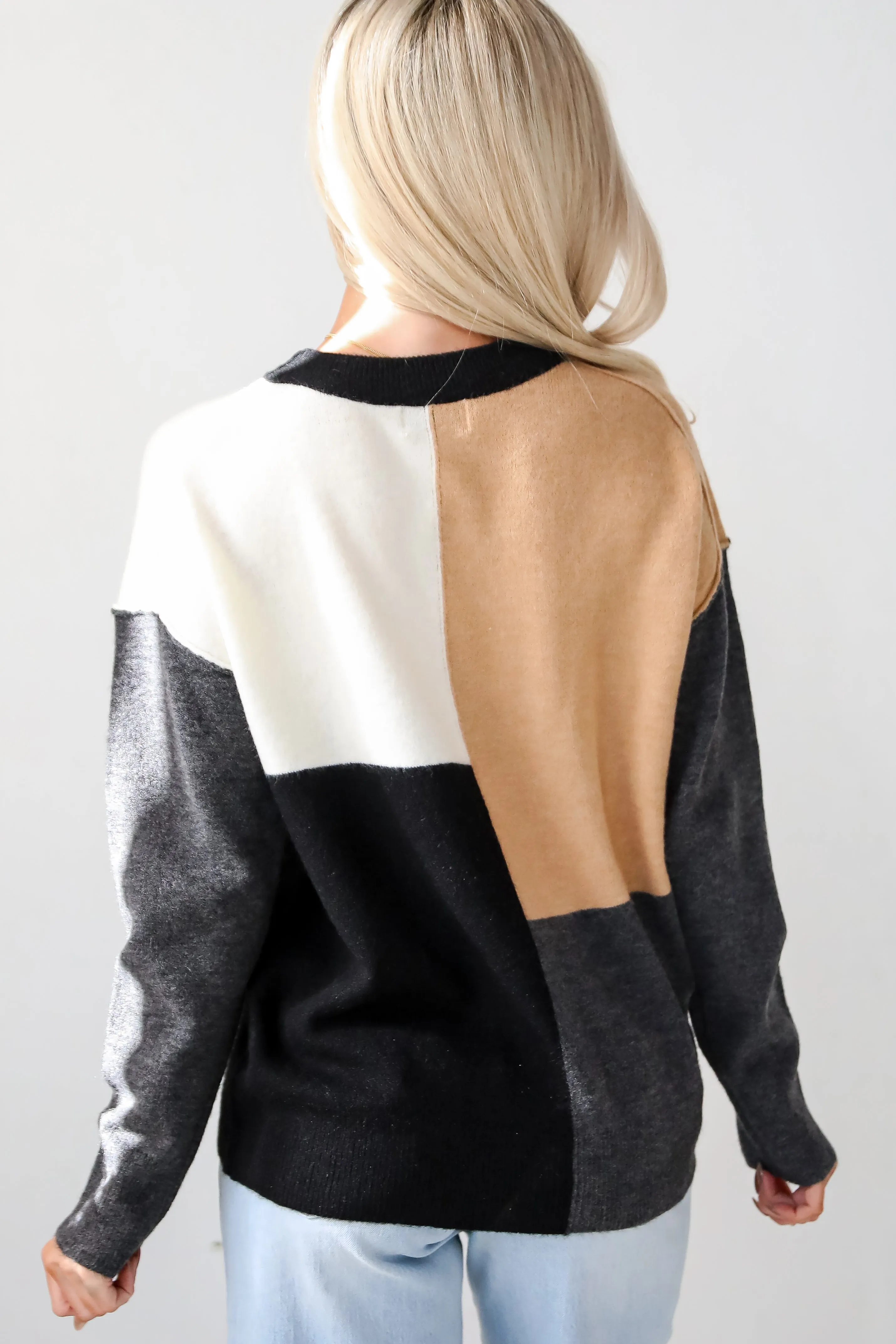 Absolutely Unreal Camel Color Block Sweater