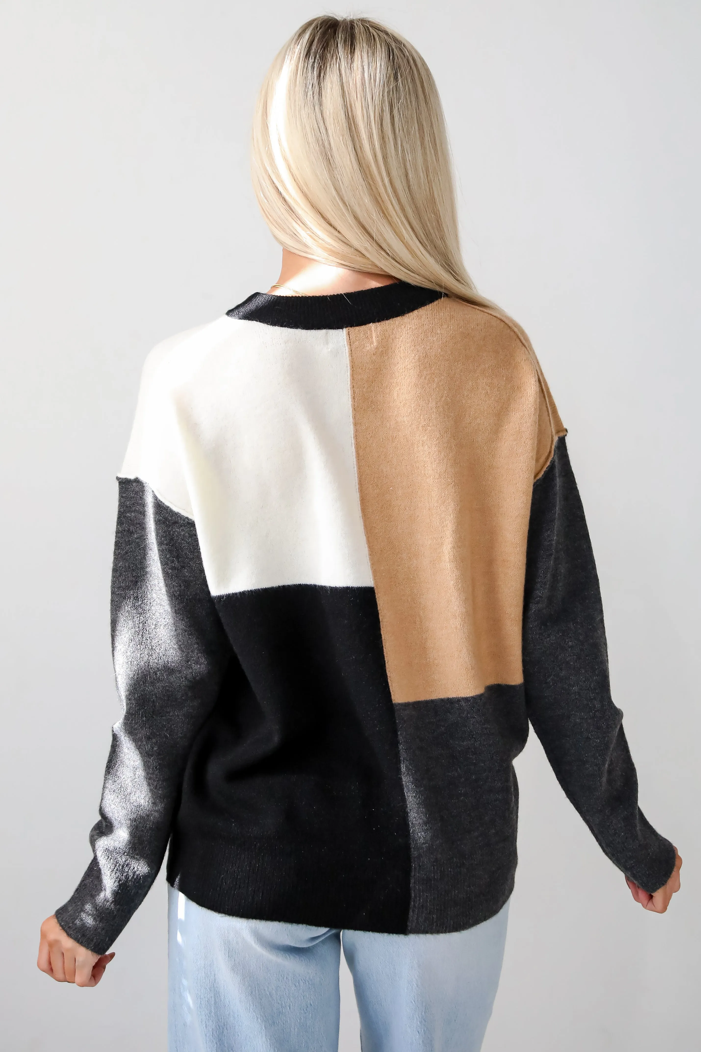 Absolutely Unreal Camel Color Block Sweater