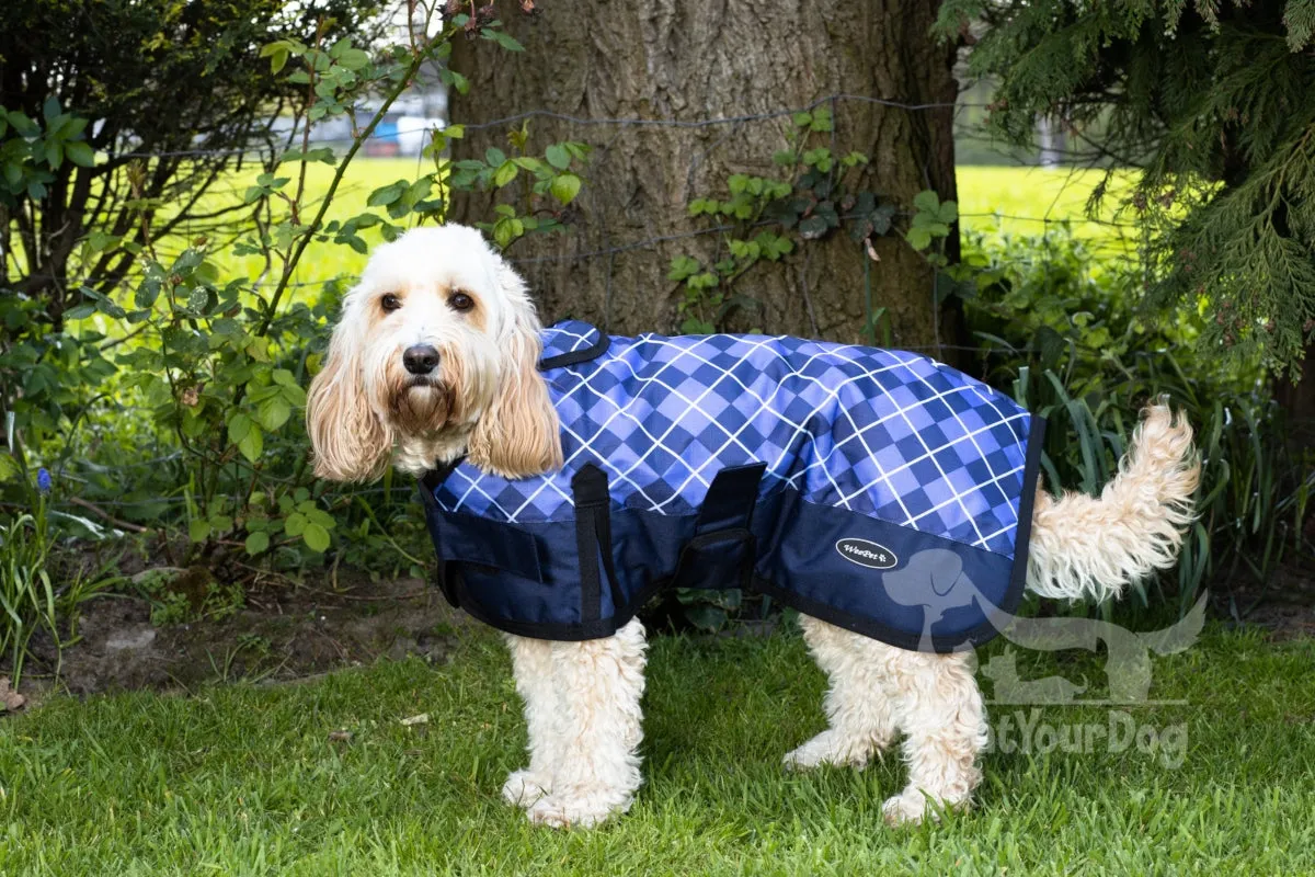 All Seasons Waterproof Dog Coat in Blue Check