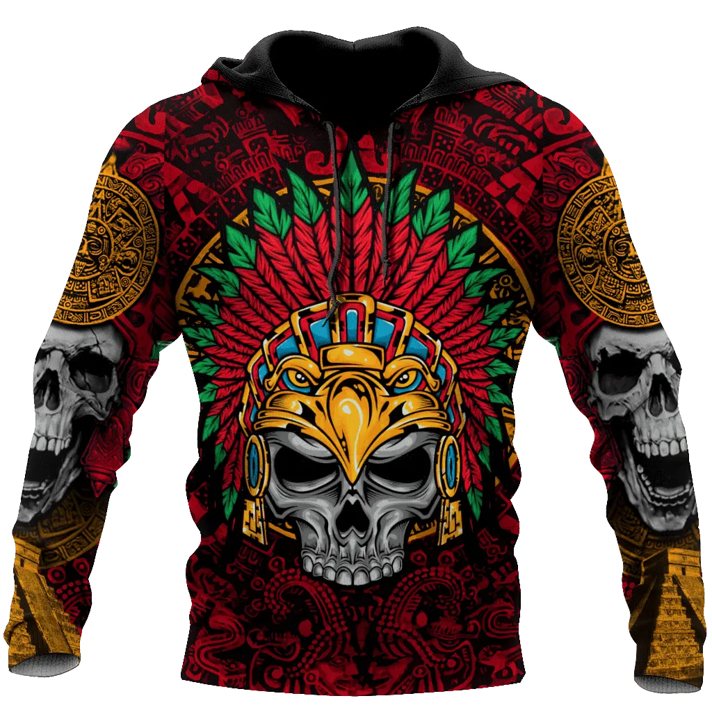 Aztec Eagle Warrior Skull All Over Printed Unisex Shirts