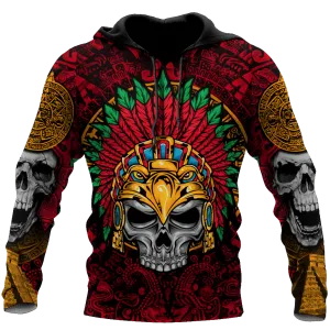 Aztec Eagle Warrior Skull All Over Printed Unisex Shirts