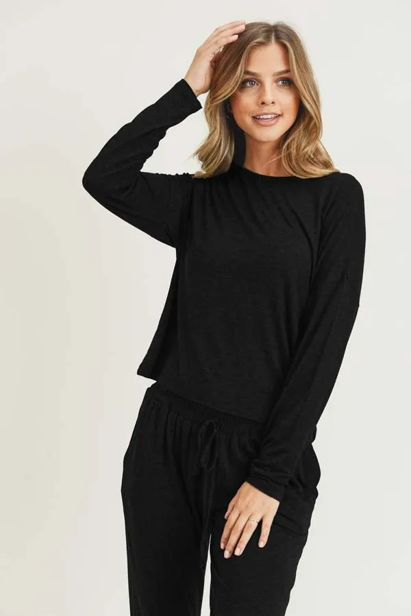 Basic Knit Crewneck Long Sleeve Top