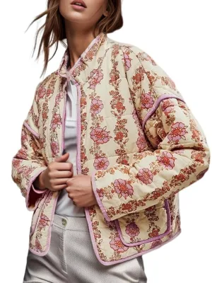 Beige floral light coat jacket