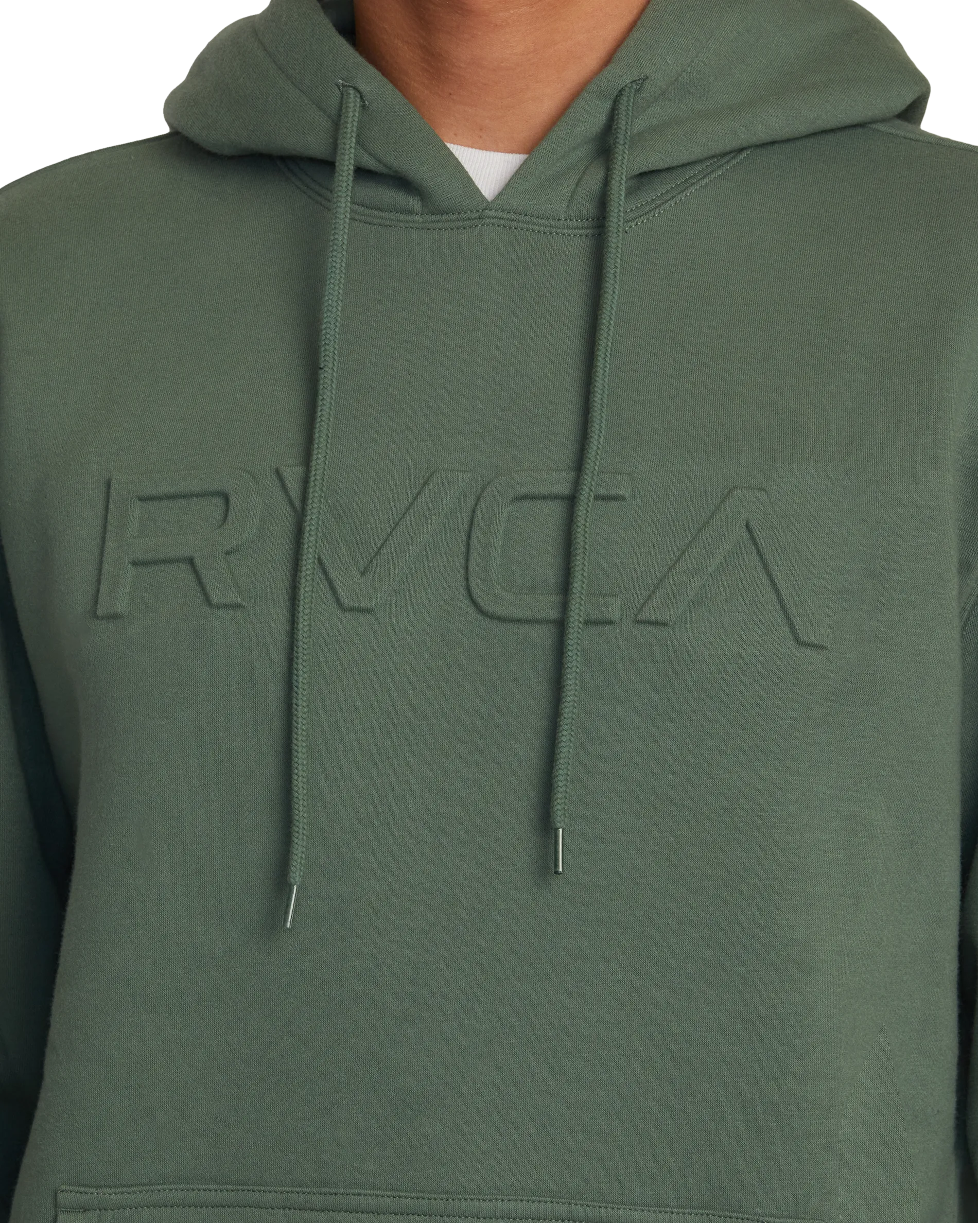 Big RVCA Embossed Hoodie in Jade