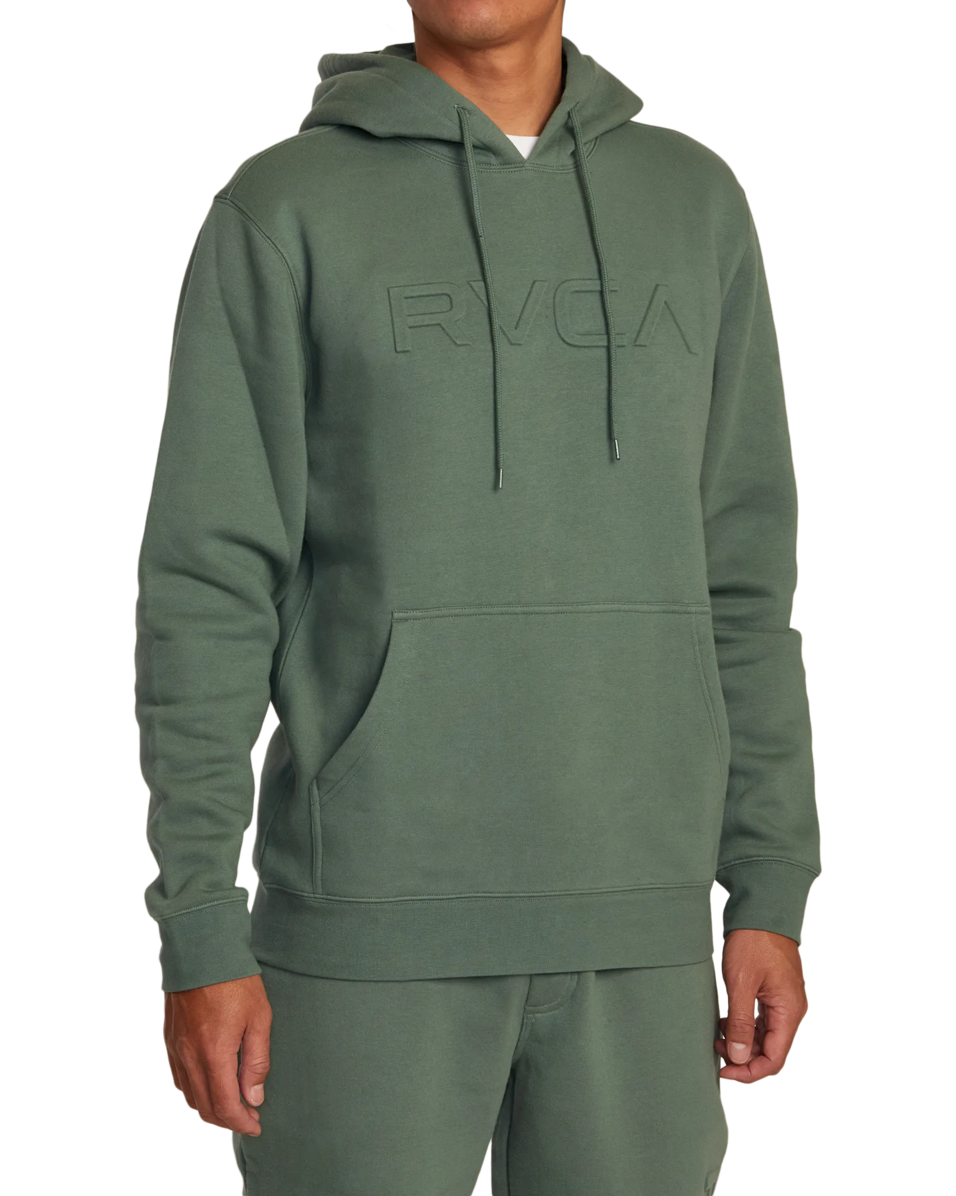 Big RVCA Embossed Hoodie in Jade