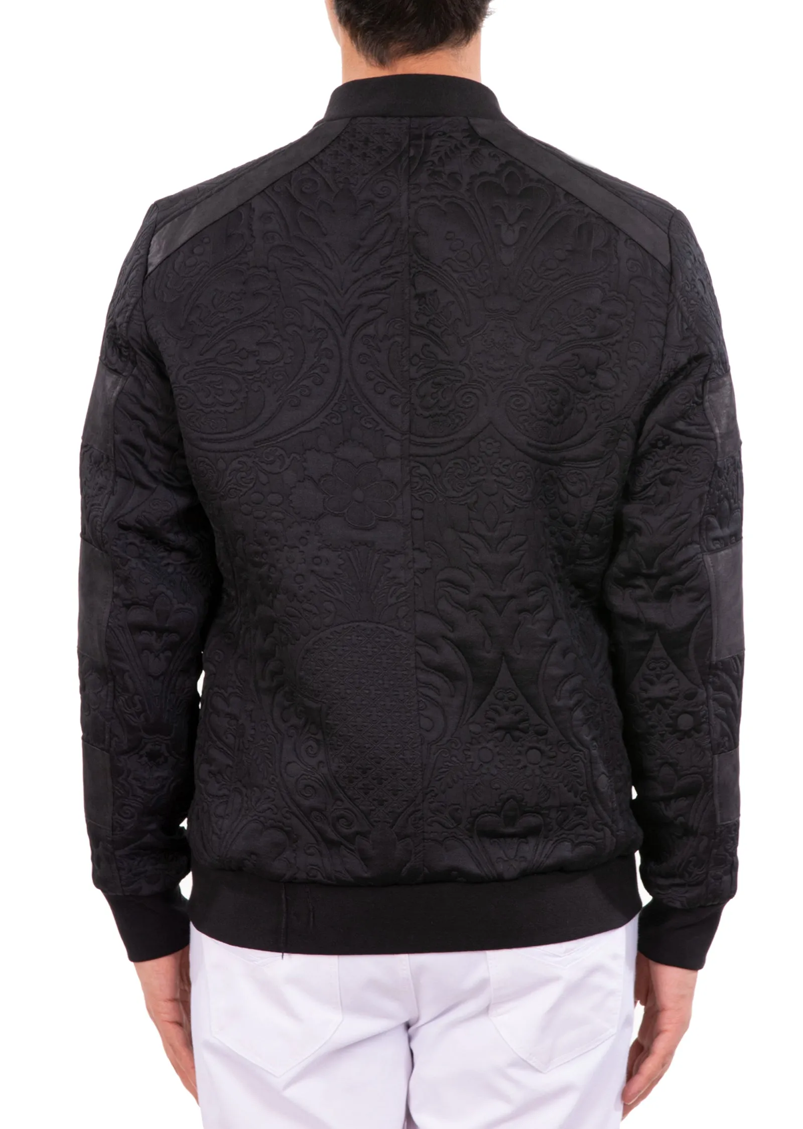 Black Baroque Bomber Jacquard Jacket