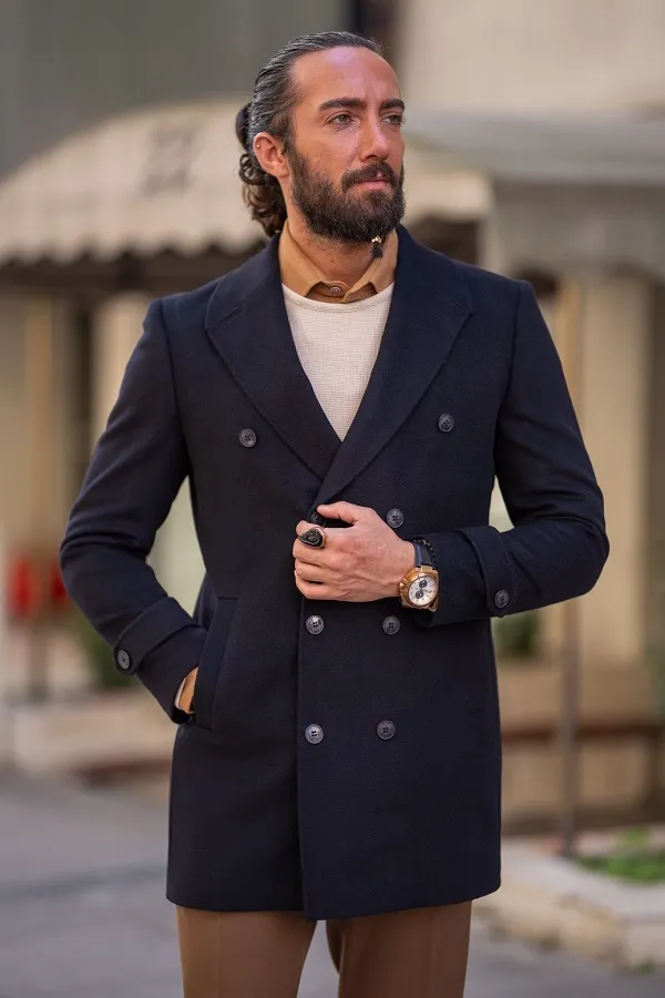 Black Slim Fit Long Coat by gentwith