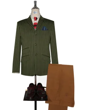 Boating Blazer - Olive Green, Red and White Striped Blazer