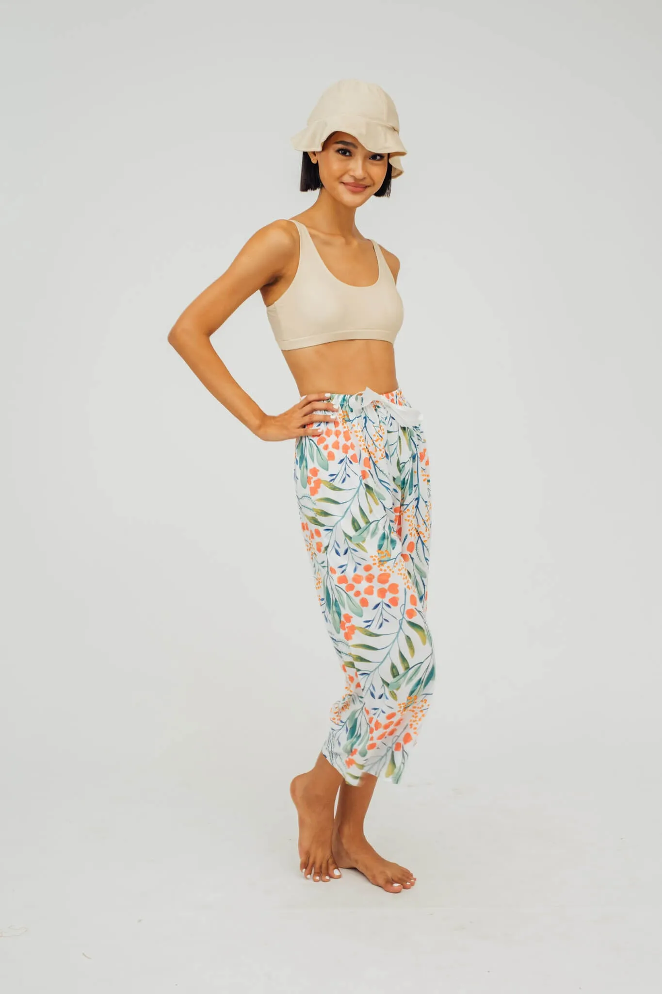 Brenda Tropical Print Tie-Waist Culottes