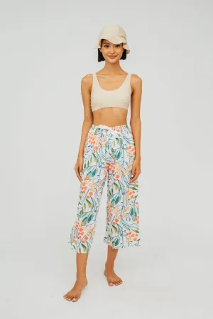 Brenda Tropical Print Tie-Waist Culottes