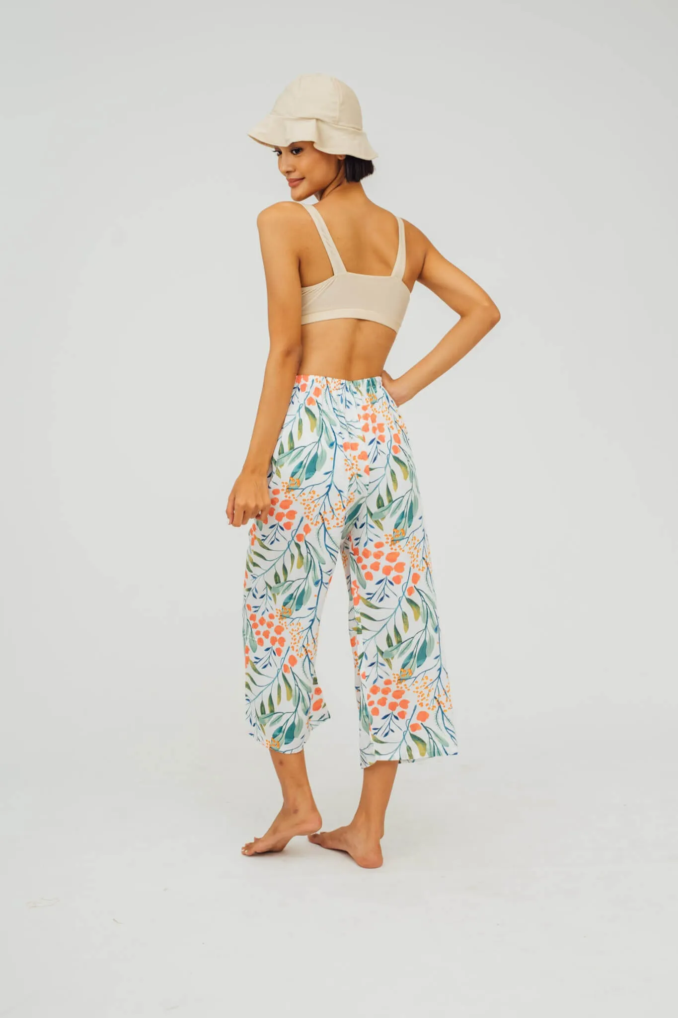 Brenda Tropical Print Tie-Waist Culottes