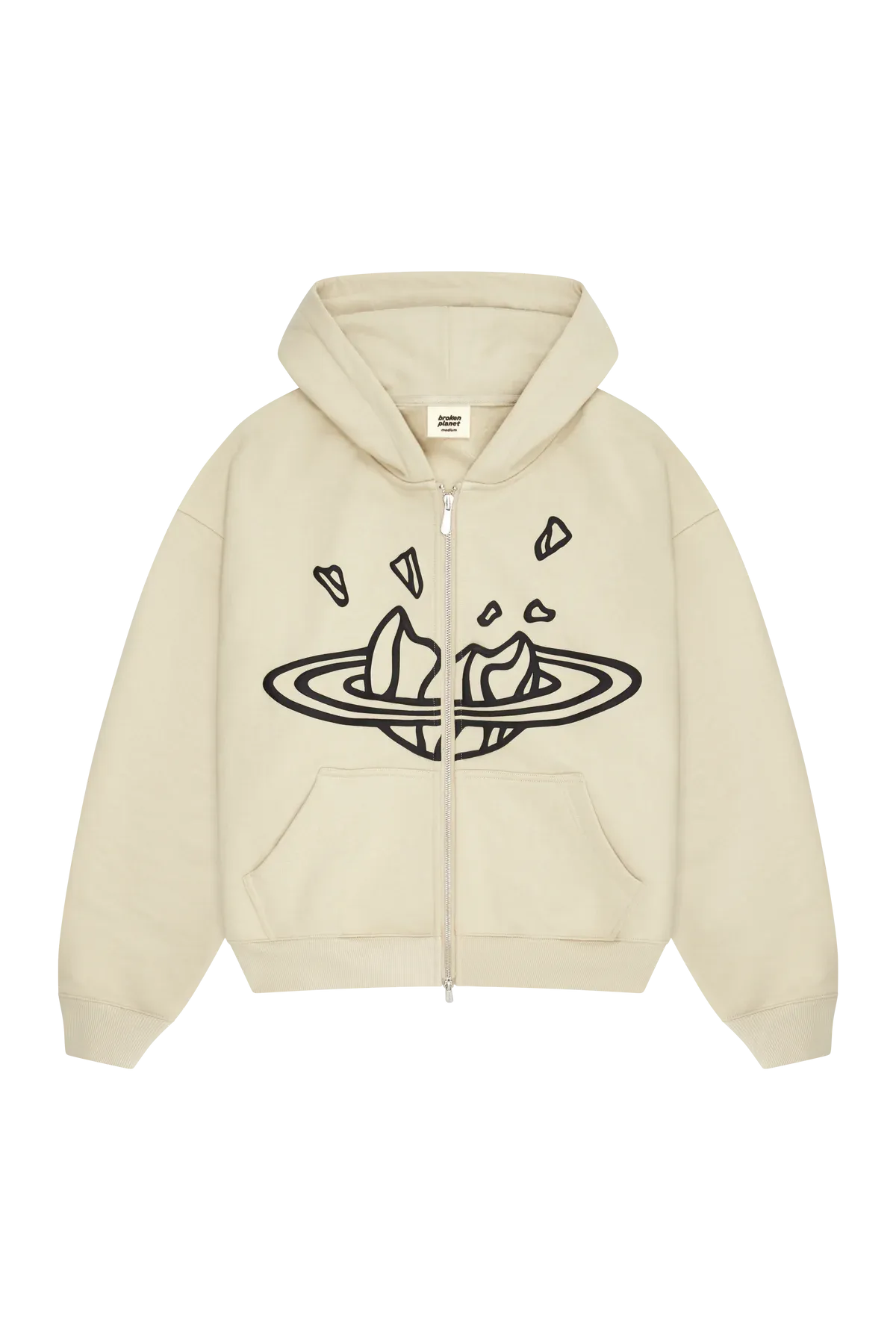 Broken Planet Market Bone White Zip Up Hoodie