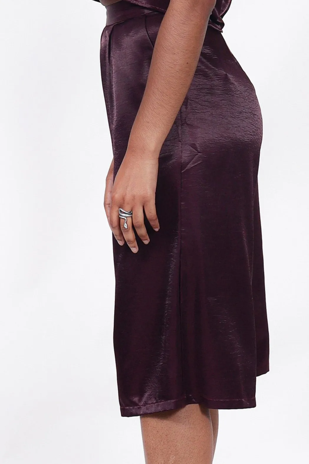 Burgundy Satin Co-Ord Culottes | Sepid