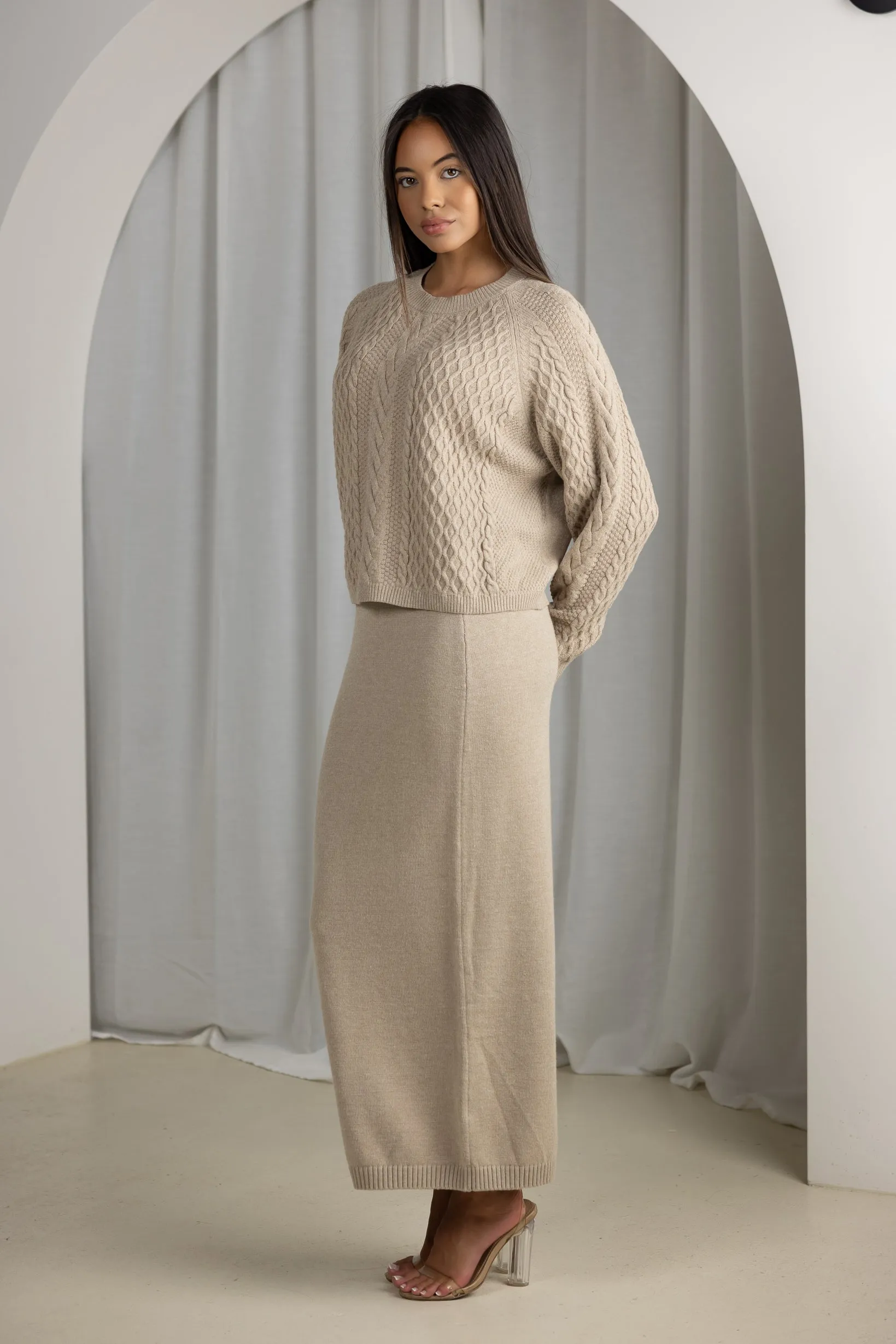 Cara Cable Knit Top &  Skirt