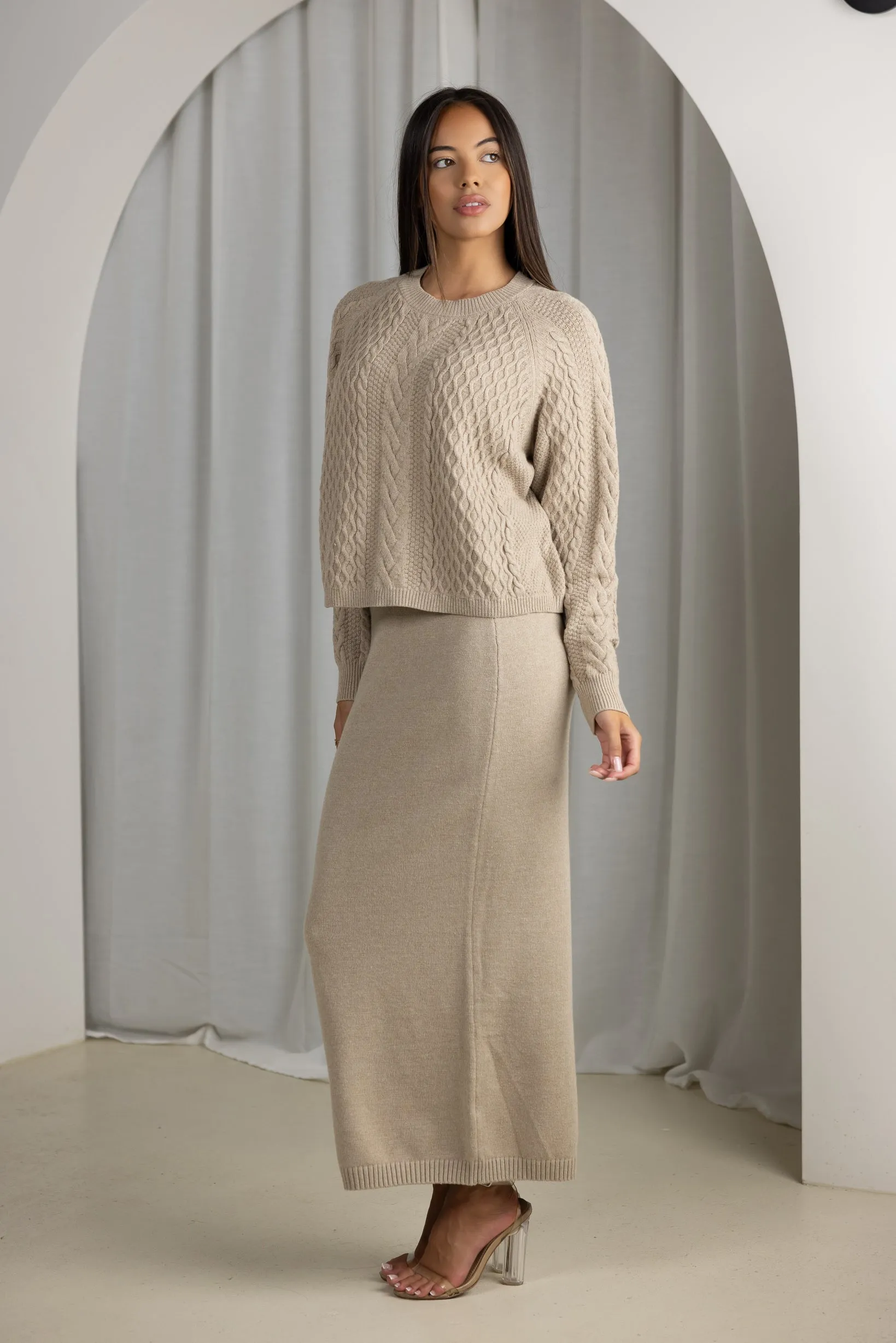 Cara Cable Knit Top &  Skirt