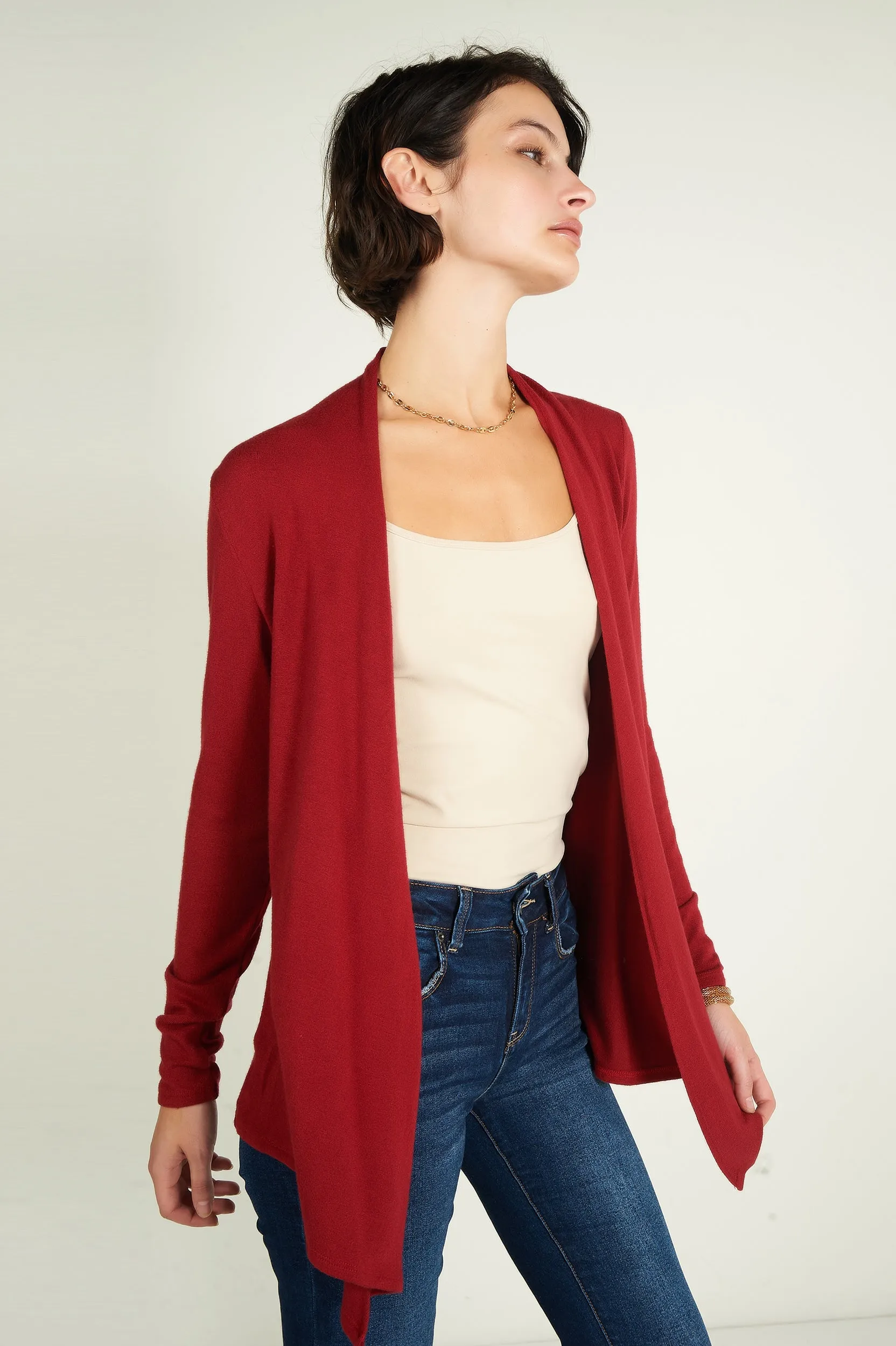 Cardigan mi-long ouvert - 13148 - (R-B3)