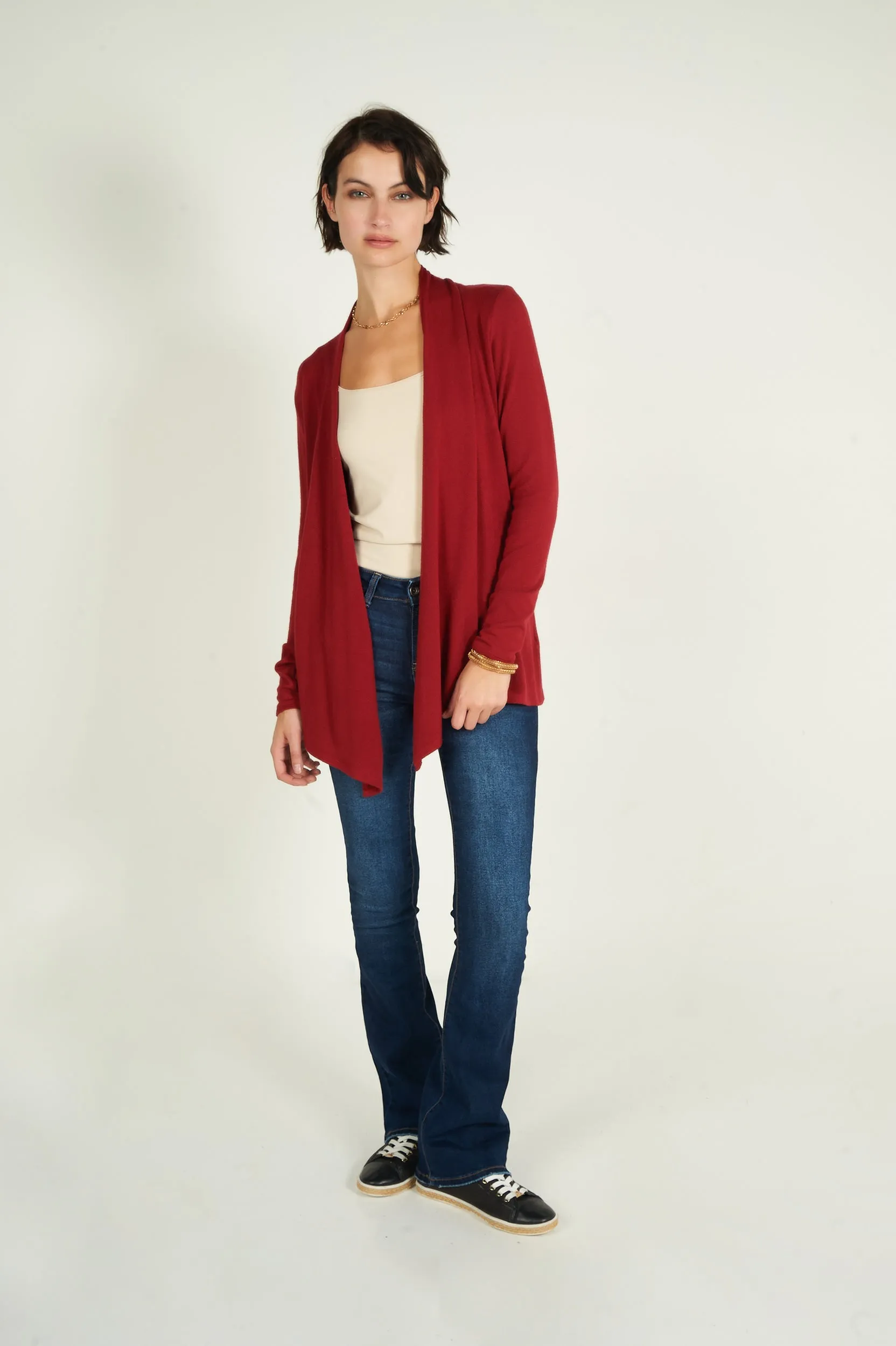 Cardigan mi-long ouvert - 13148 - (R-B3)