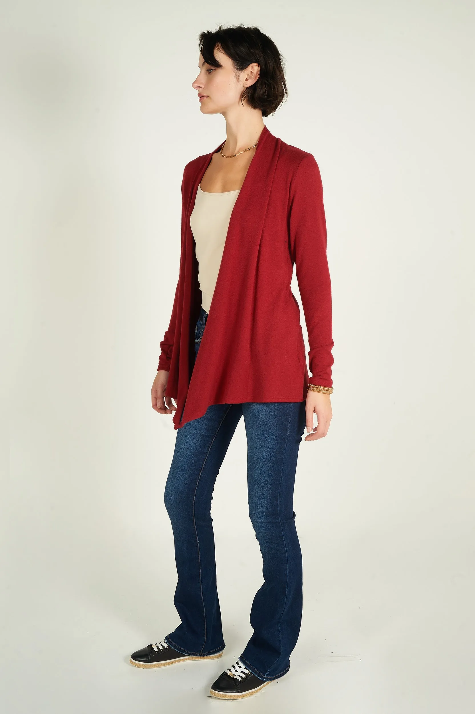 Cardigan mi-long ouvert - 13148 - (R-B3)