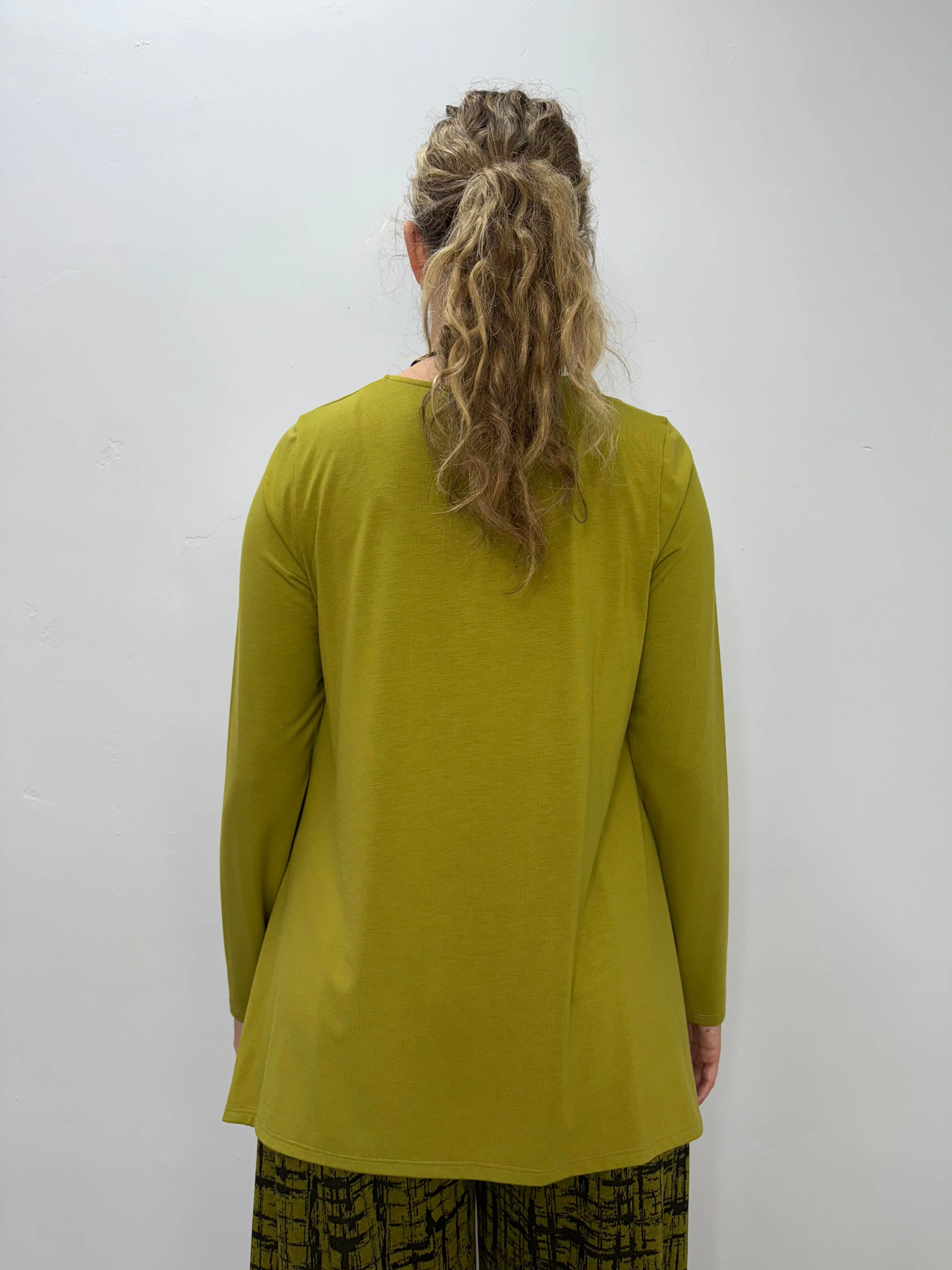 Chive Green Scoop Neck Long Sleeve Gretta Top