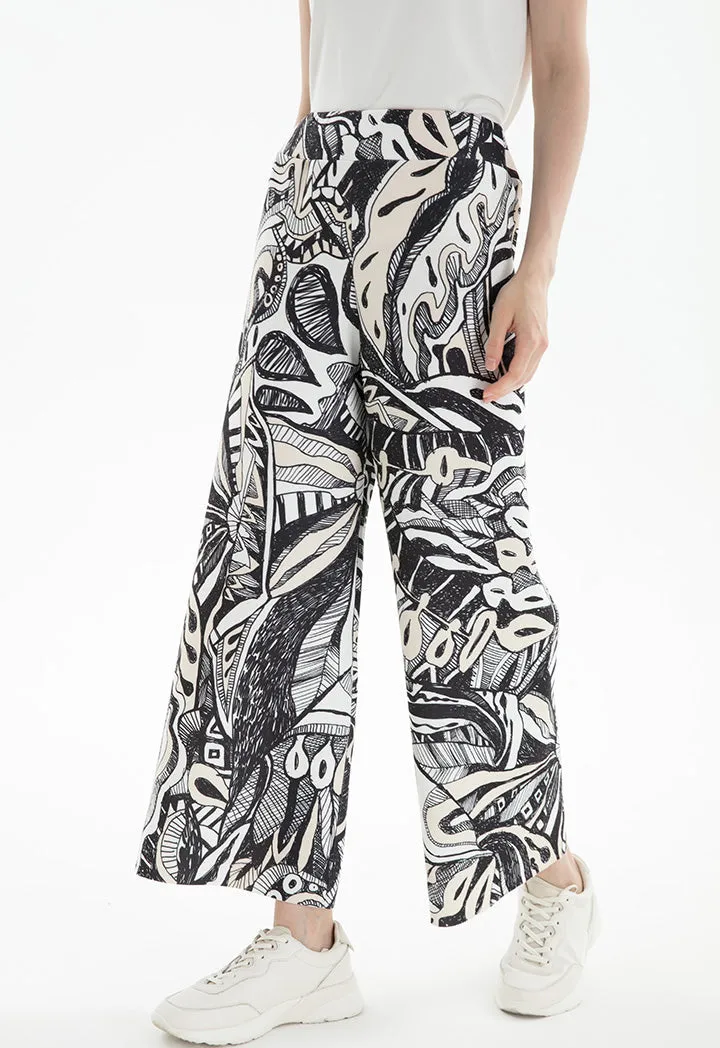 Choice Hand Sketch Printed Neoprene Culottes Print