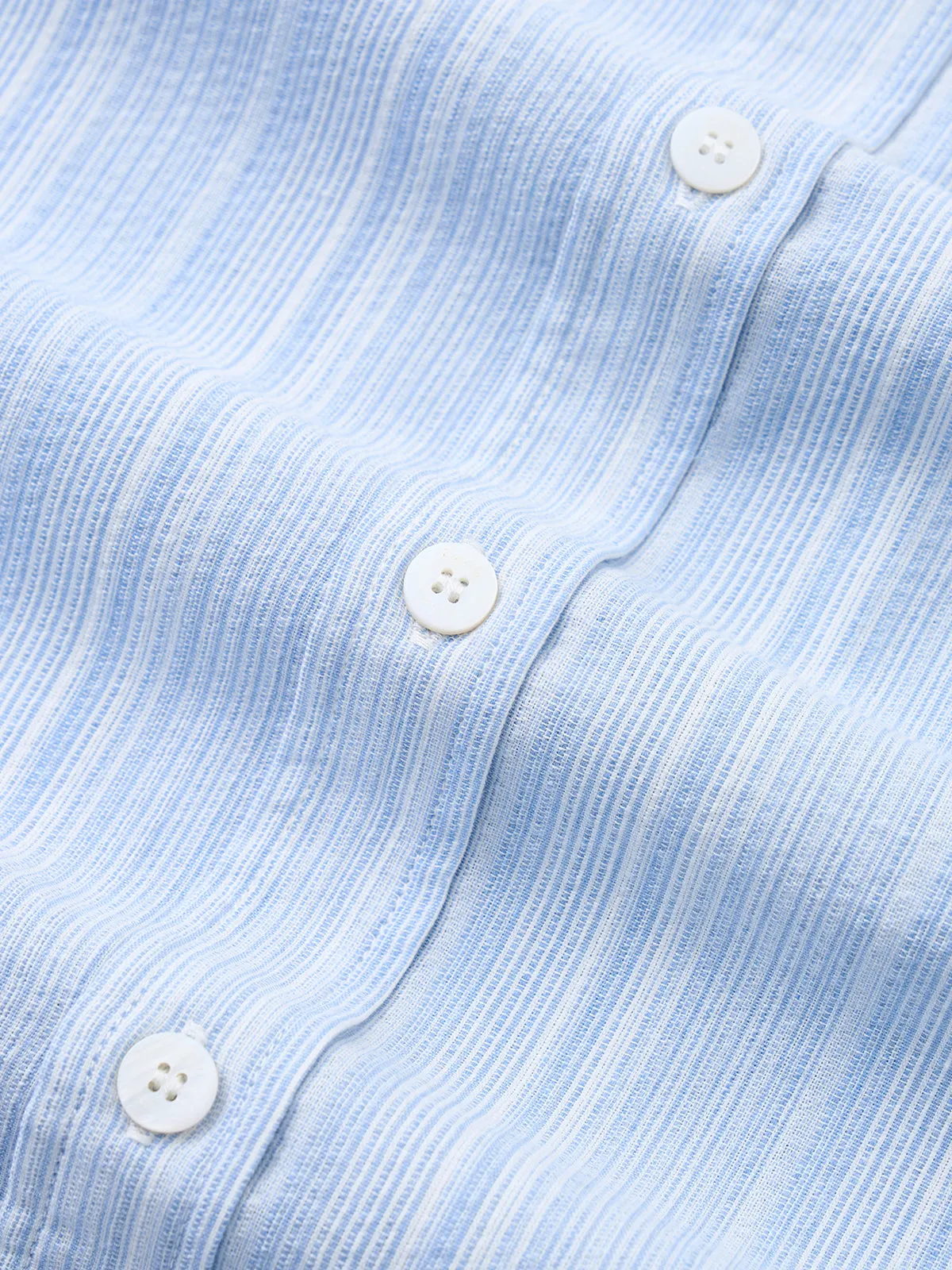 Classic Light Blue Striped Double-Pocket Cotton Shirt