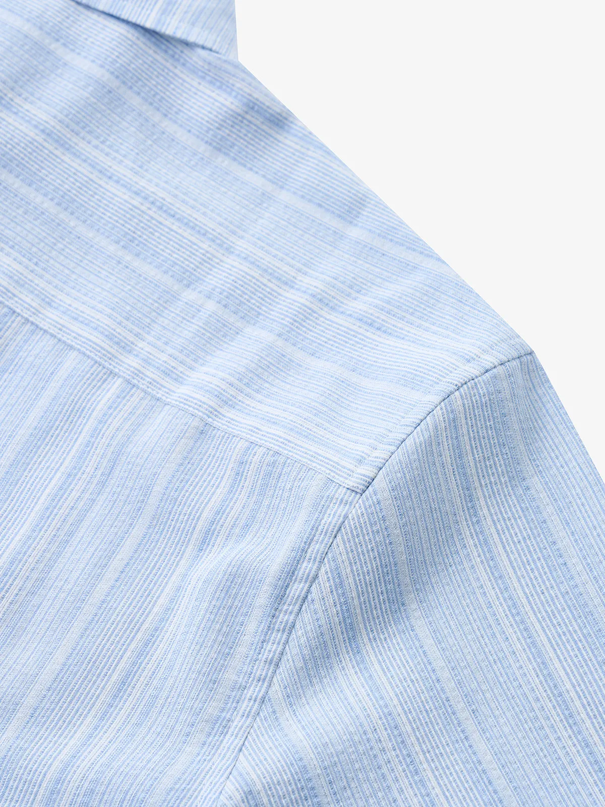 Classic Light Blue Striped Double-Pocket Cotton Shirt