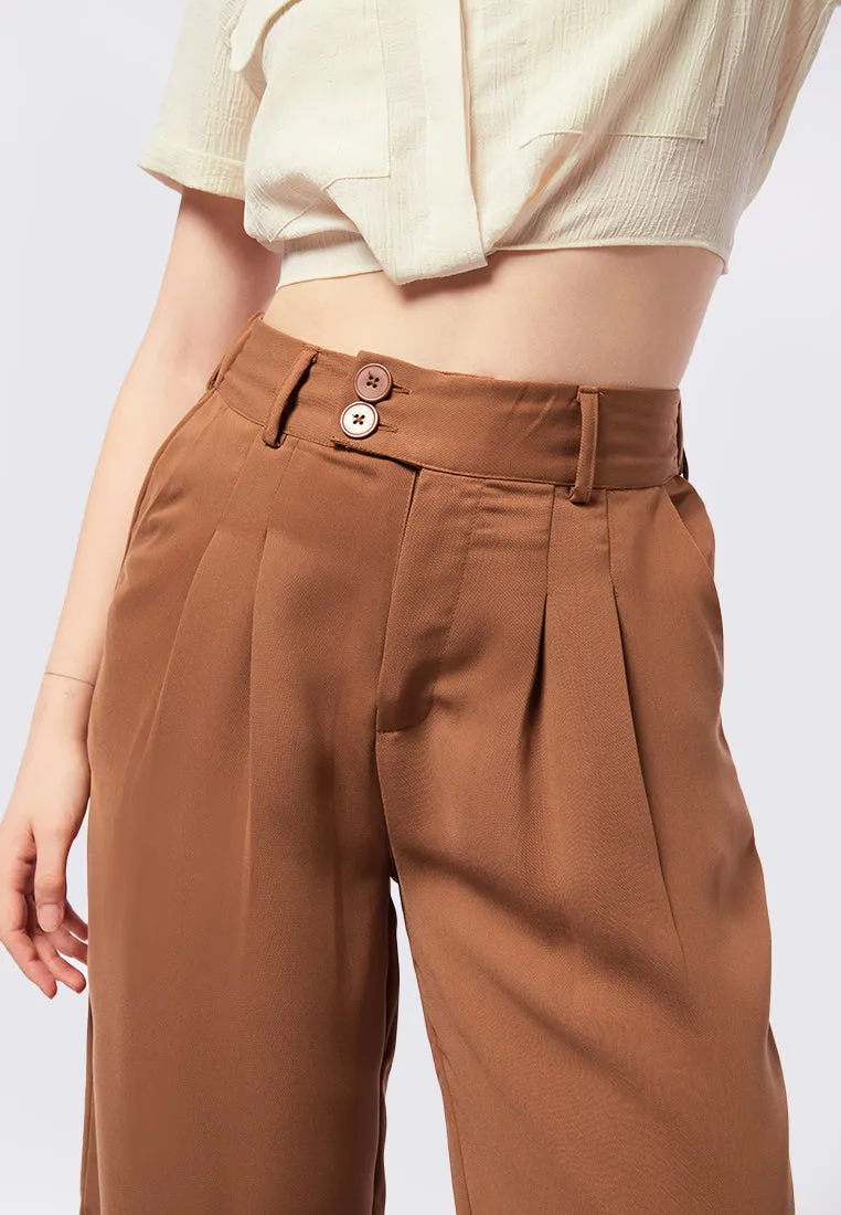 Cropped Culottes with Double Button Details