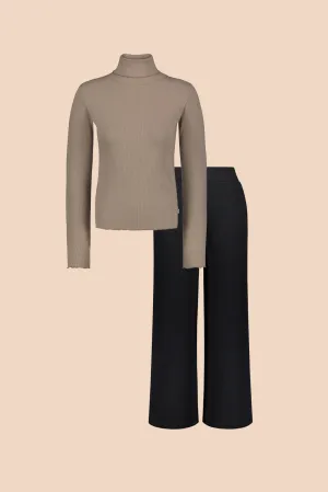 Culottes & Rib Rollneck -pakkaus, Taupe