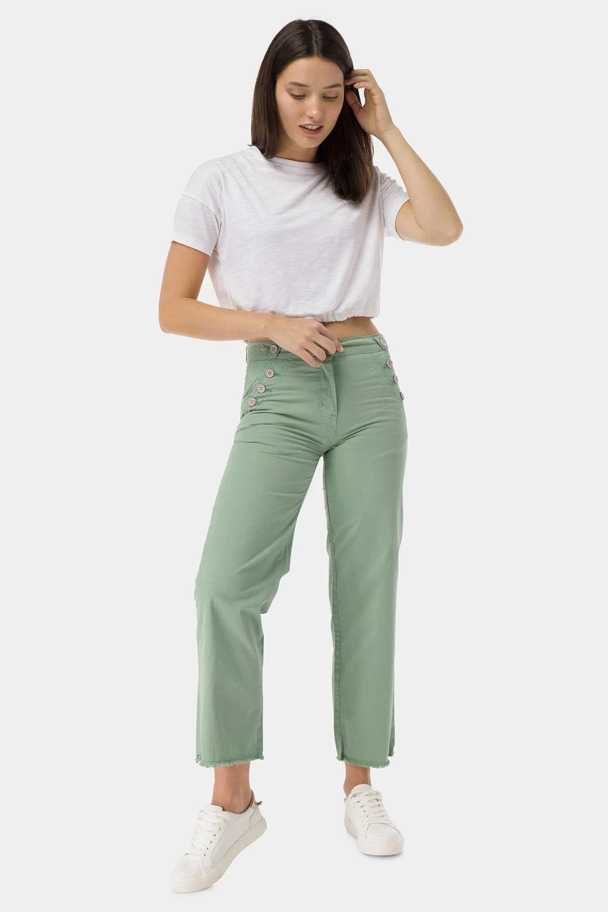 Culottes Trouser For Women - Olive