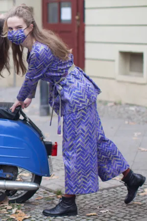 Culottes with Purple Herringbone