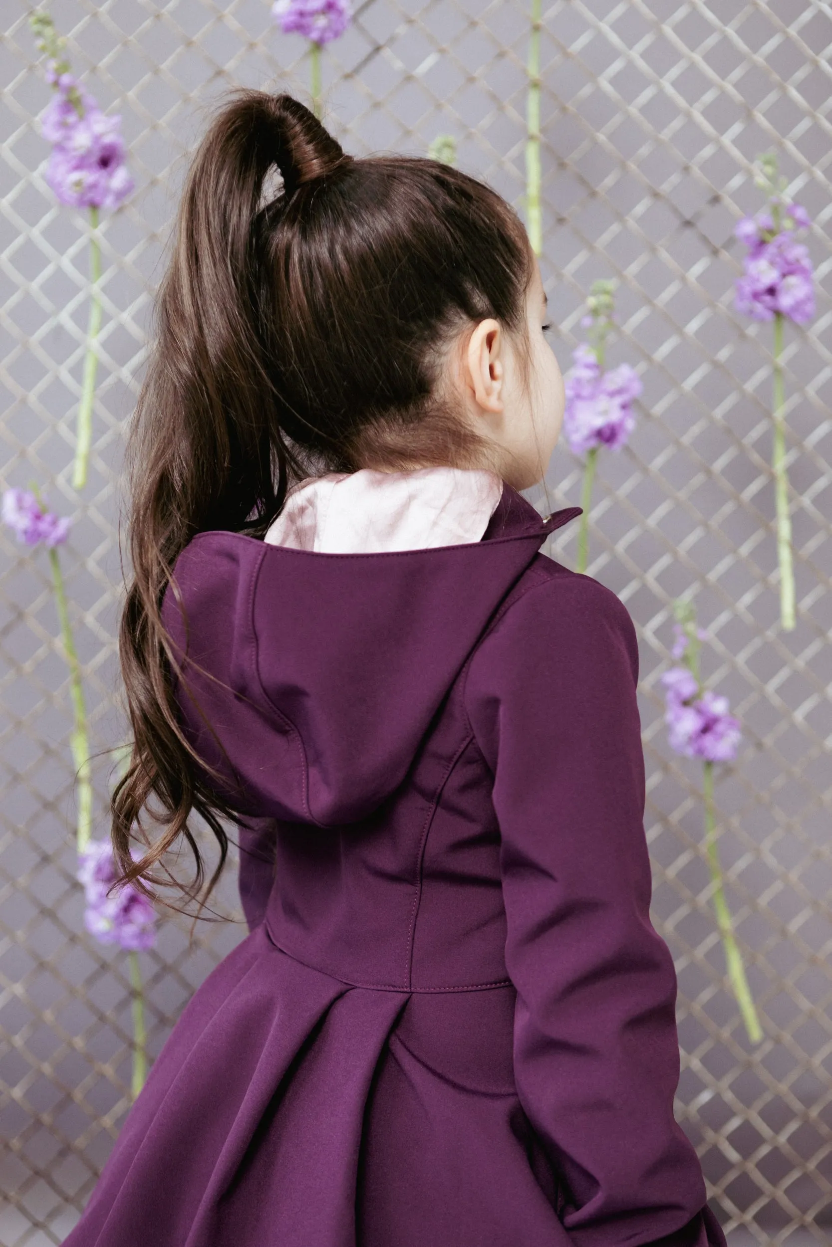 Dark Purple Flared Coat for Girls | 'Ruby Purple'