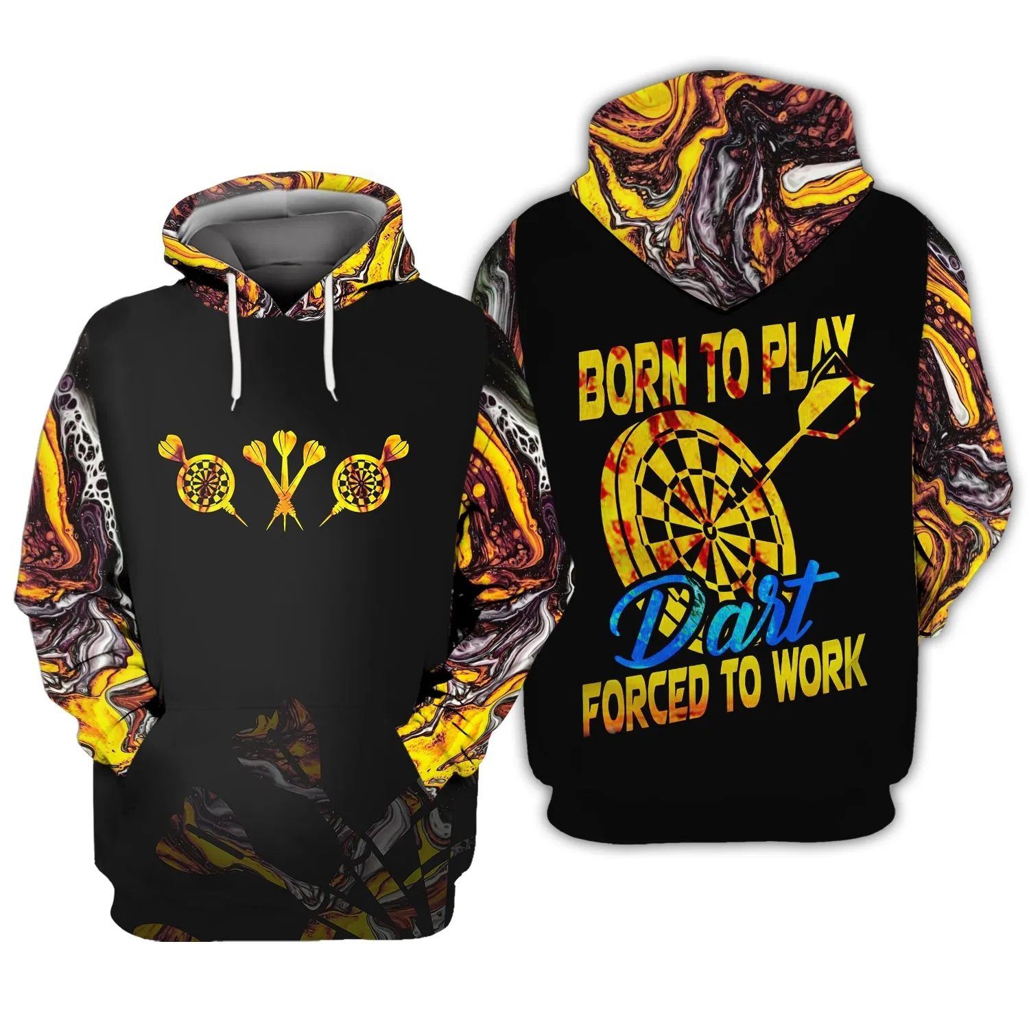 Dart Born To Play Forced To Work 3D Printed Sweatshirt Hoodie Shirts, Gift for Dart Lovers Christmas