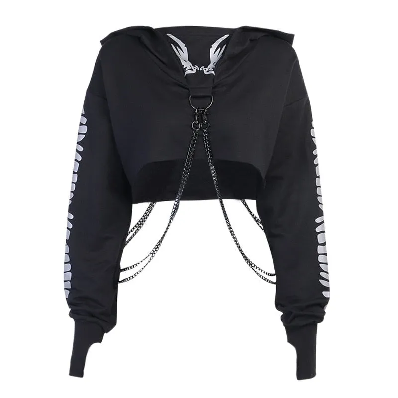 Demon Wings With Metal Chain Hoodie