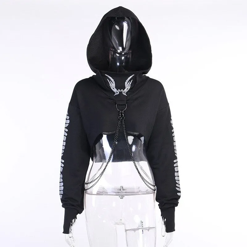 Demon Wings With Metal Chain Hoodie