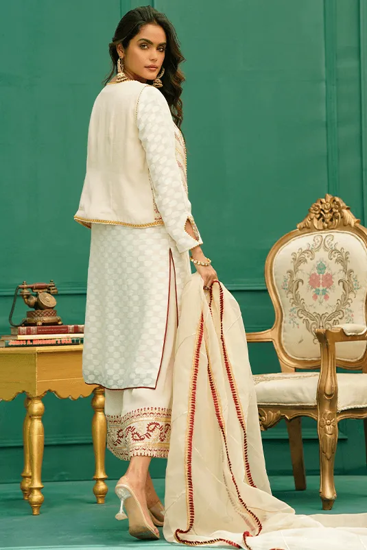 Designer Pakistani Eid Dresses in White Kameez Salwar