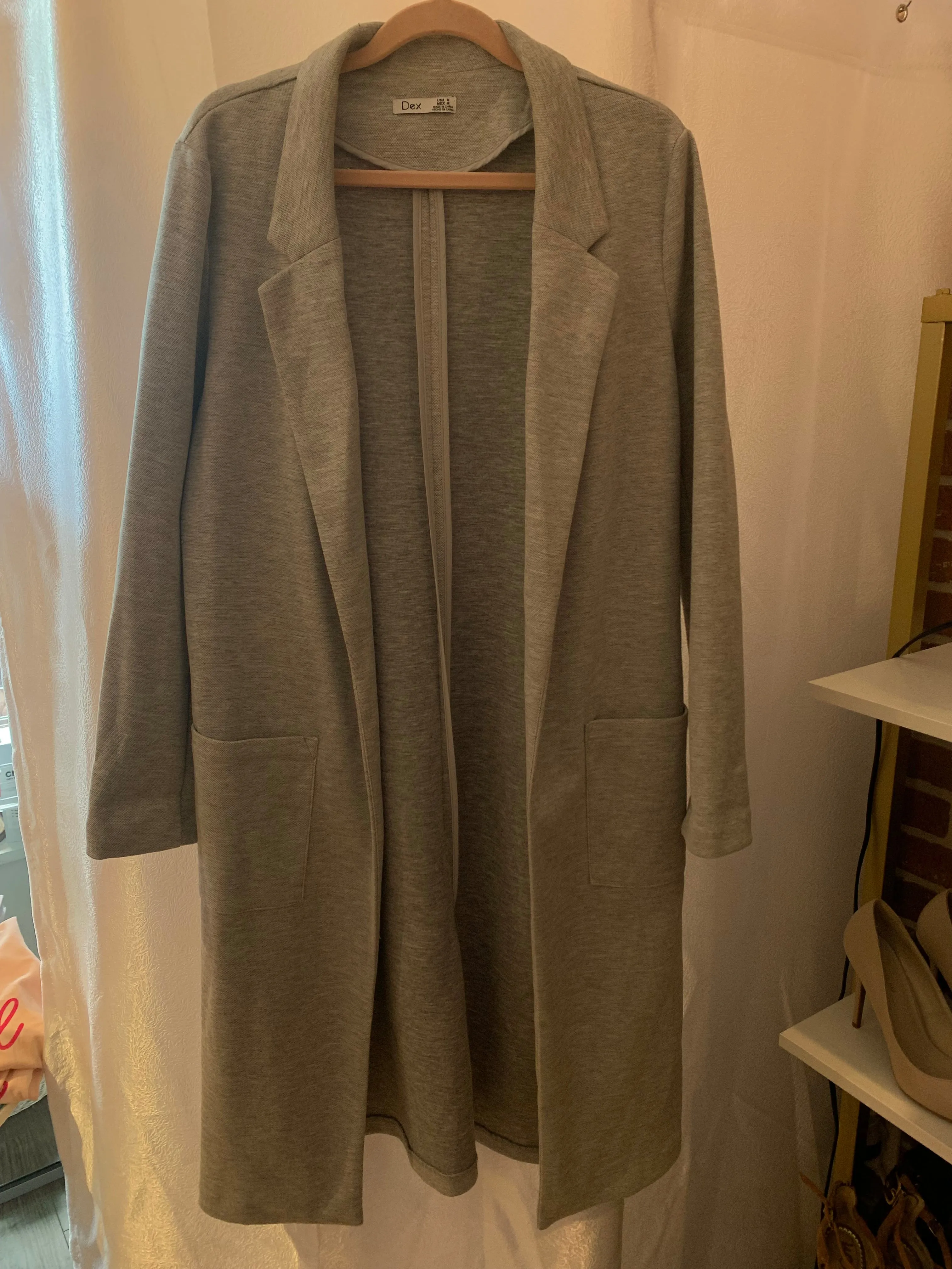 Dex Long Grey Blazer Style Jacket Size Medium