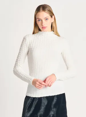 Dex Mariam Mock Neck Textured Top