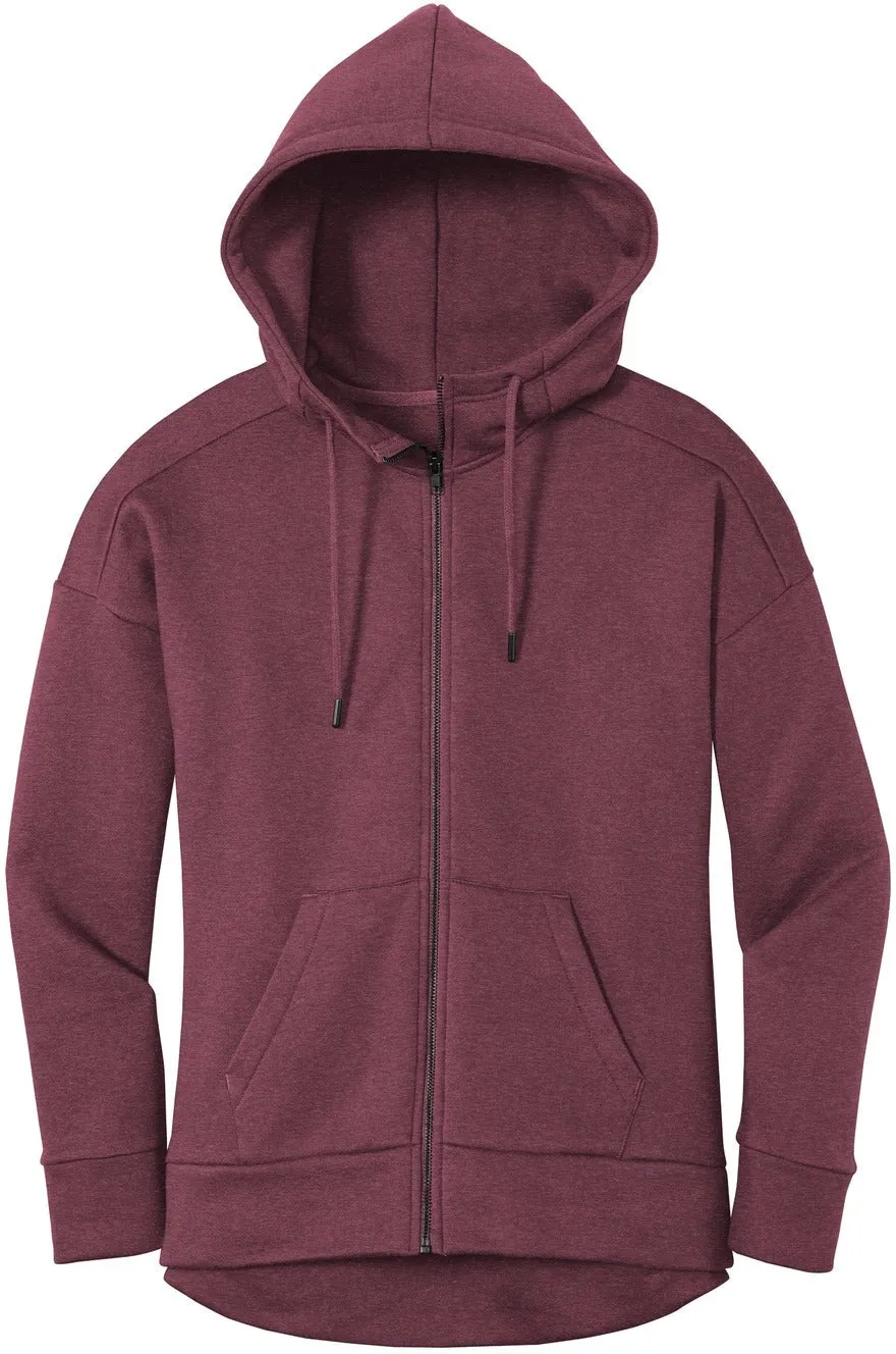 District Ladies Perfect Weight Fleece Drop Shoulder Full-Zip Hoodie