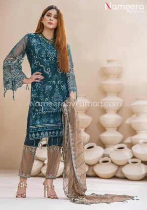 Elegant Green Pakistani Dress By Designer 2021 #PF214