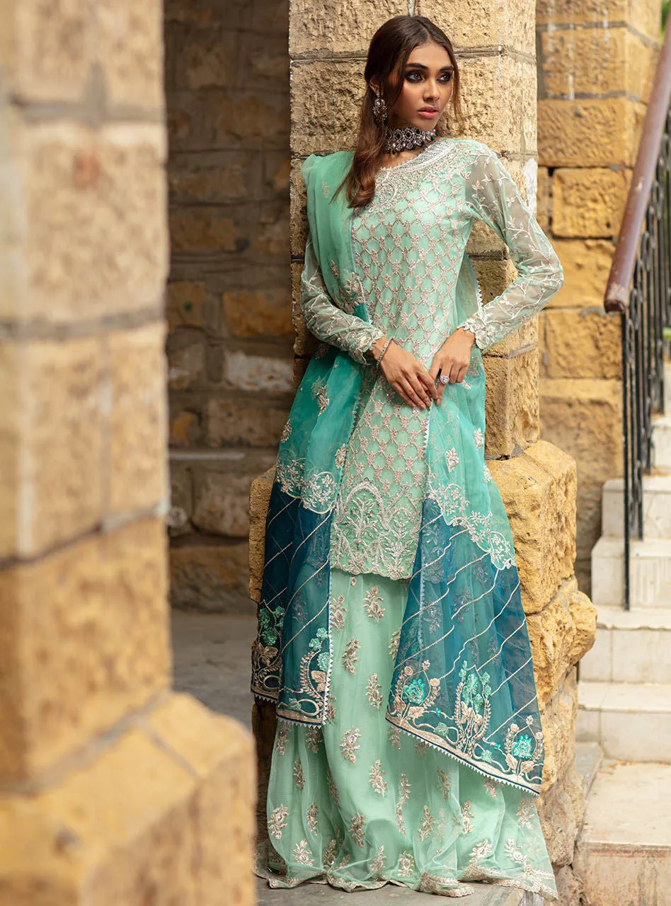 Elegant Pakistani Maxi Dress In Mint Green Color #PF231