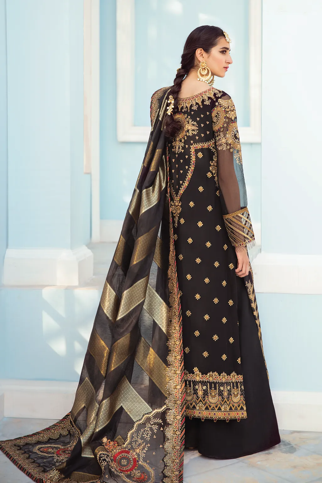 Fancy Black Salwar Kameez in Premium Chiffon #PF468