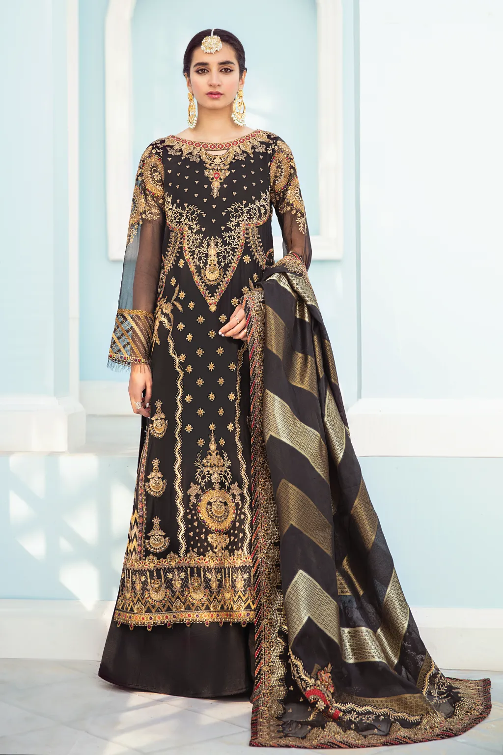 Fancy Black Salwar Kameez in Premium Chiffon #PF468