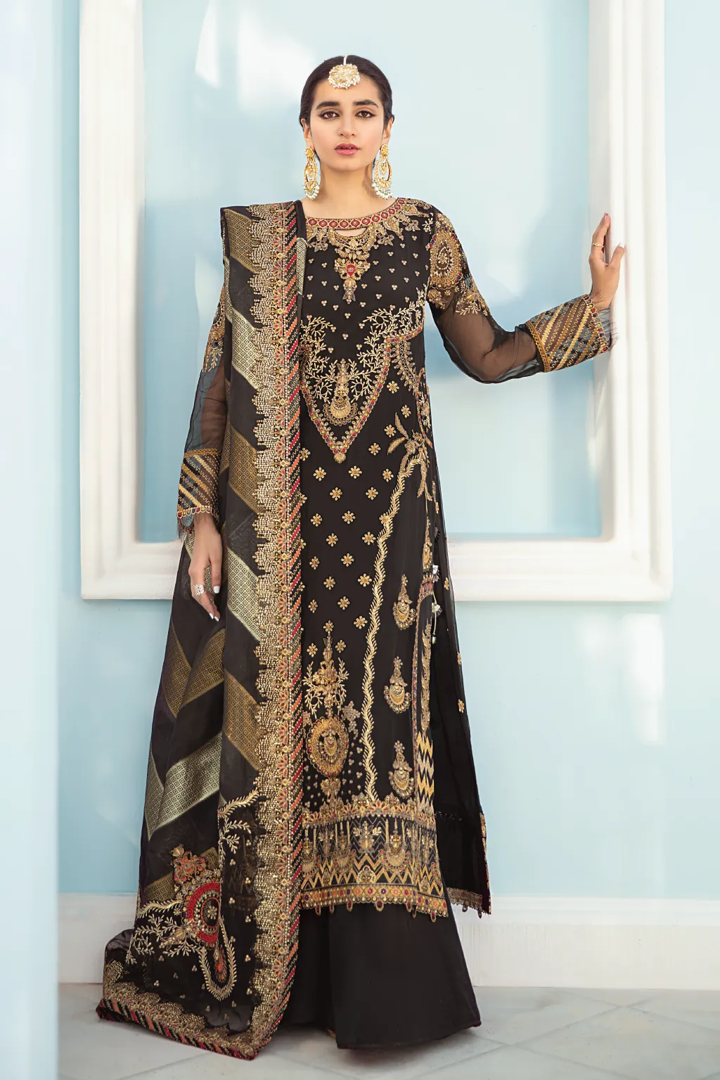 Fancy Black Salwar Kameez in Premium Chiffon #PF468