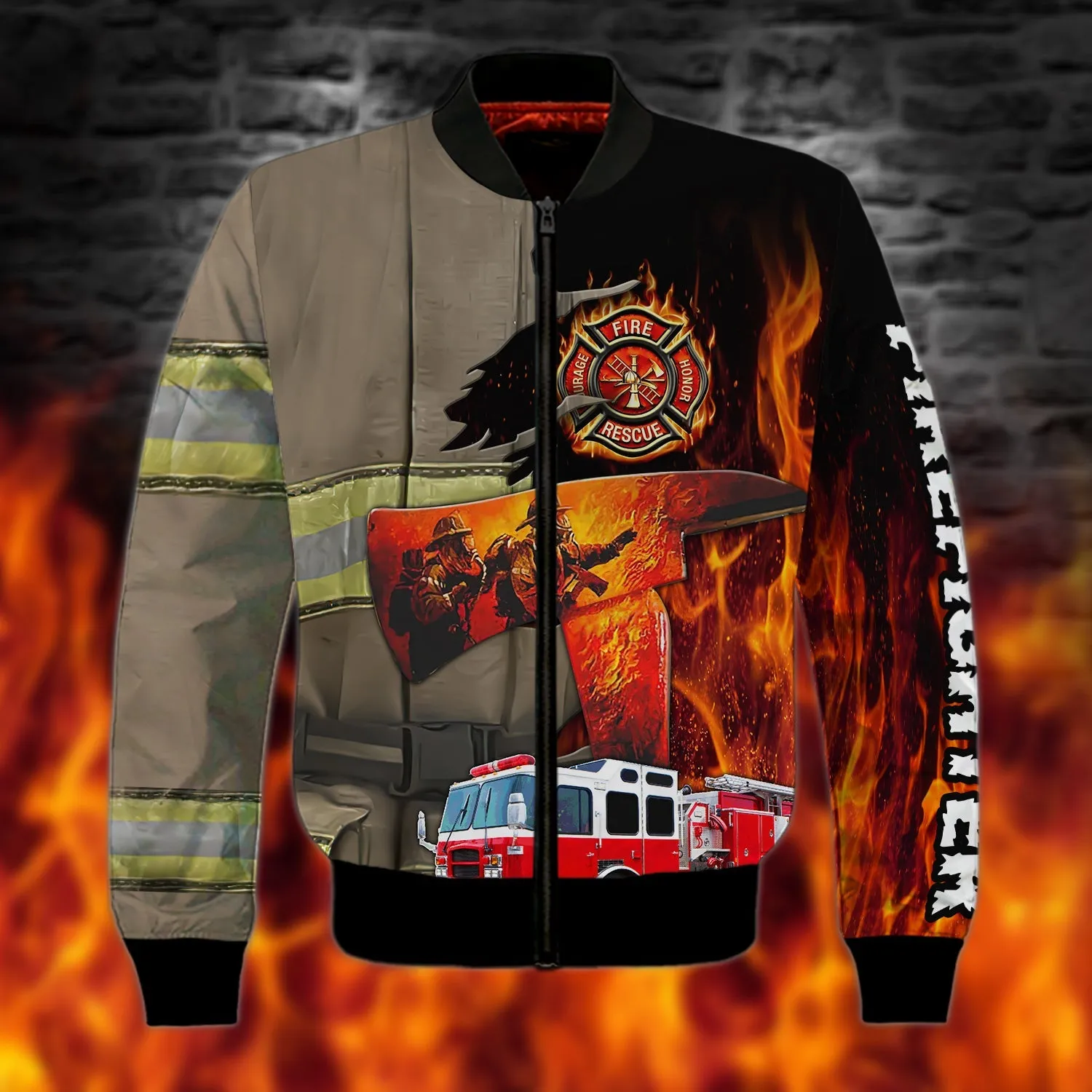 Firefighter Fire Truck Proud 3D All Printed Sweatshirt Hoodie Bomber Shirt, Christmas Gift for Firefighter