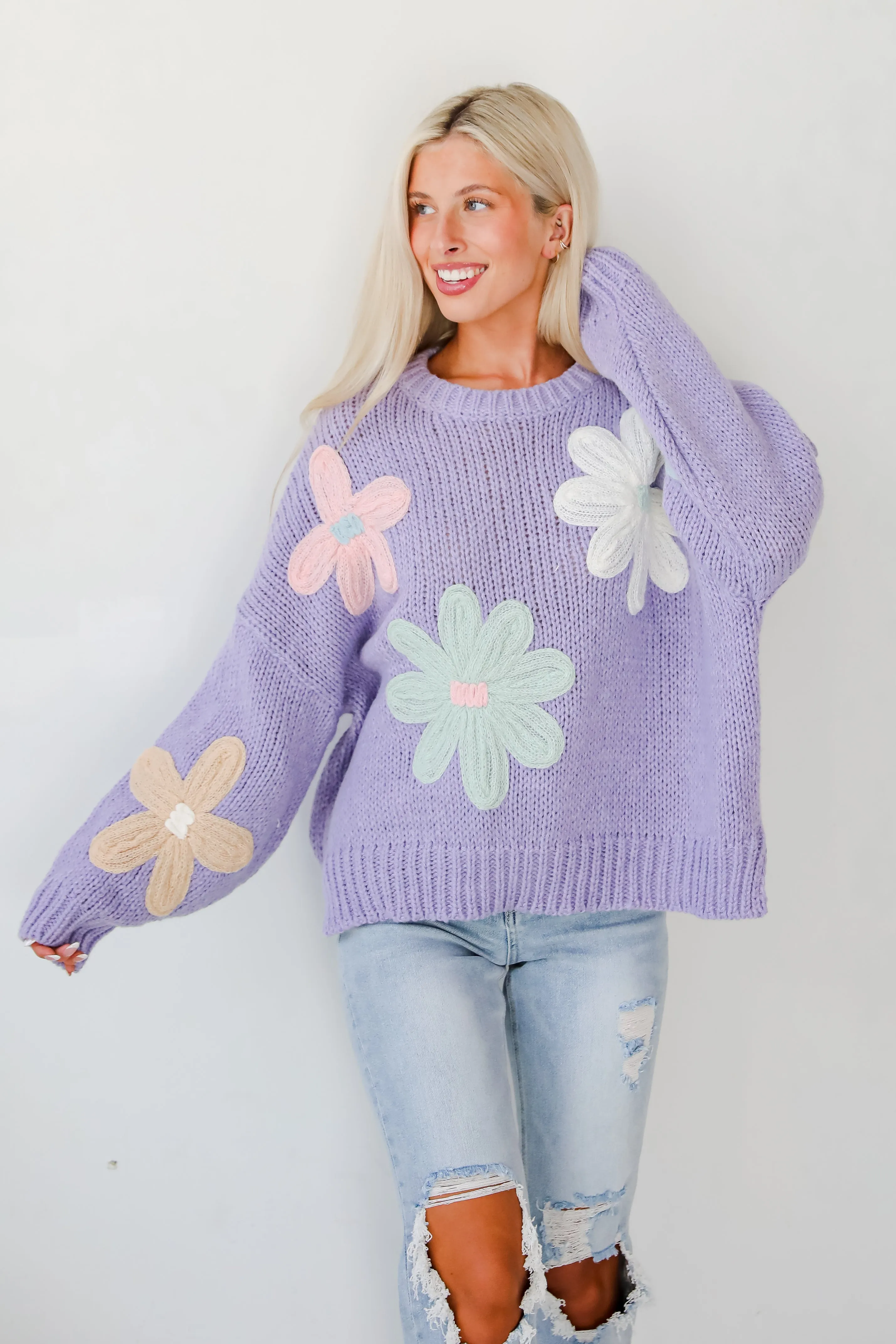 Flawless Impression Lavender Floral Sweater