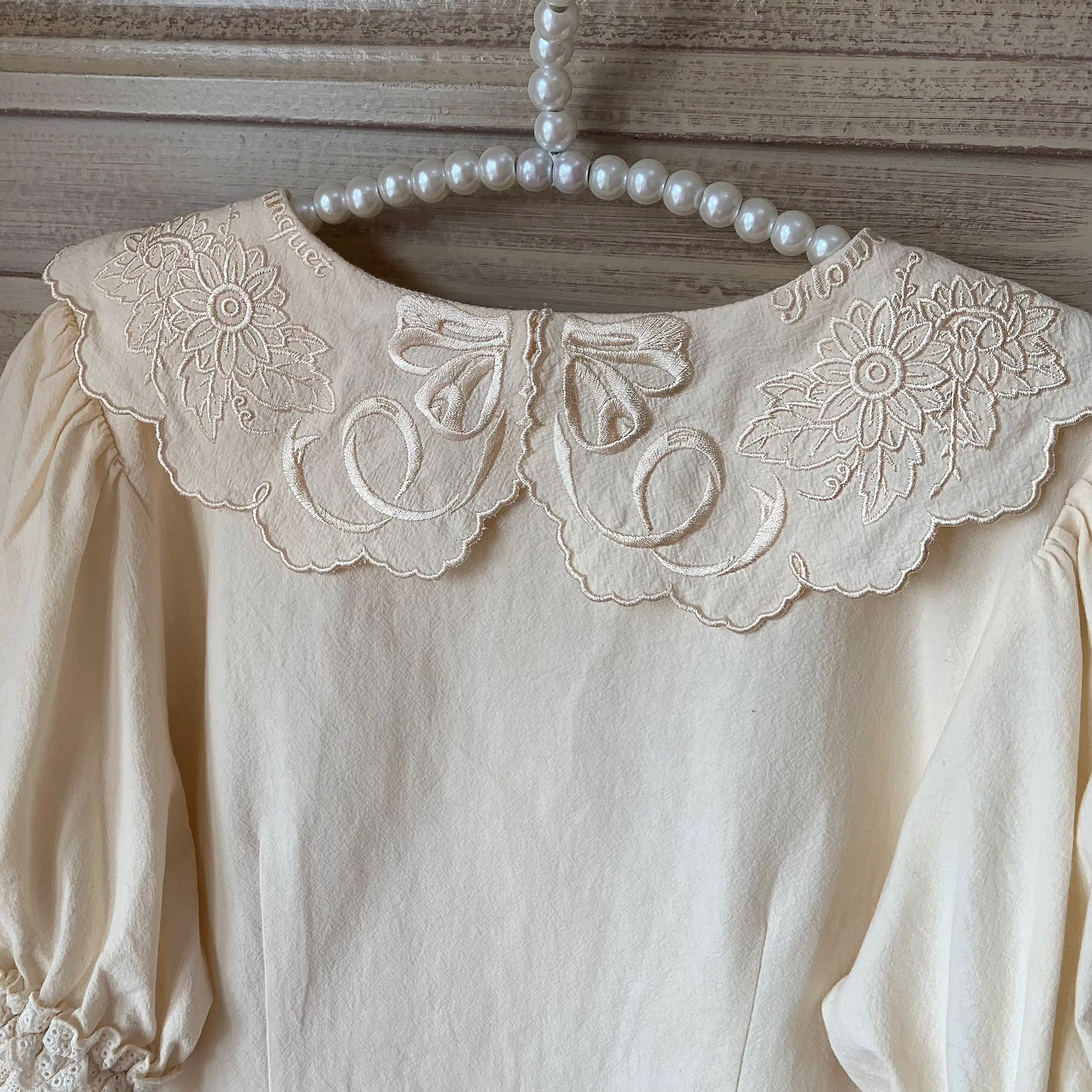 Flower Banquet~Kawaii Lolita Cotton Bunny Embroidery Blouse