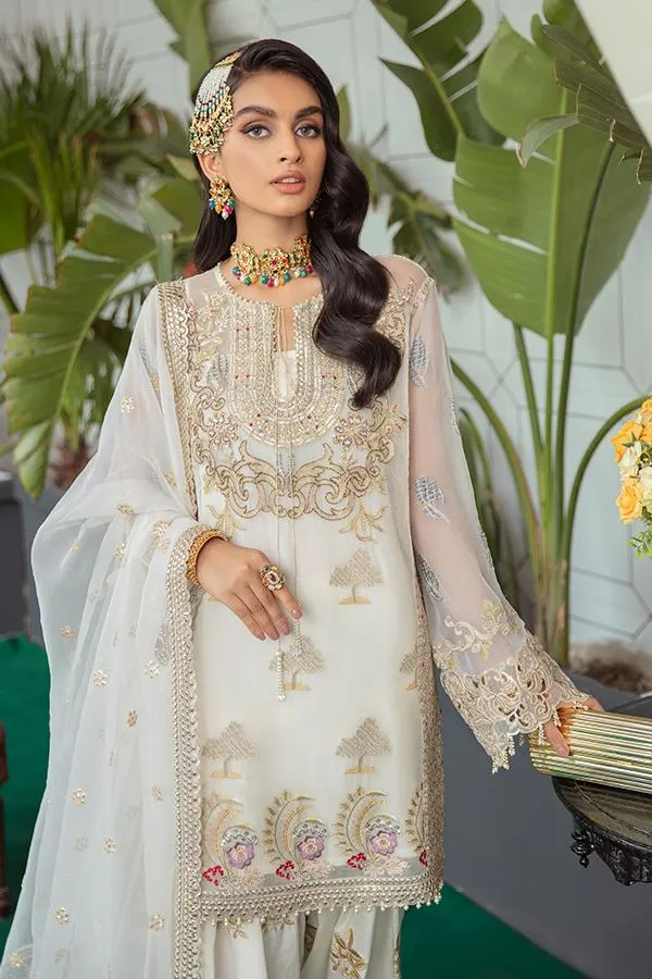 Formal Pakistani Dresses In White Color 2021 #PF183