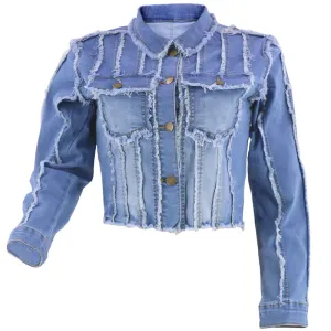 Frayed Cut-Off Wholesale Women Denim Short Coat