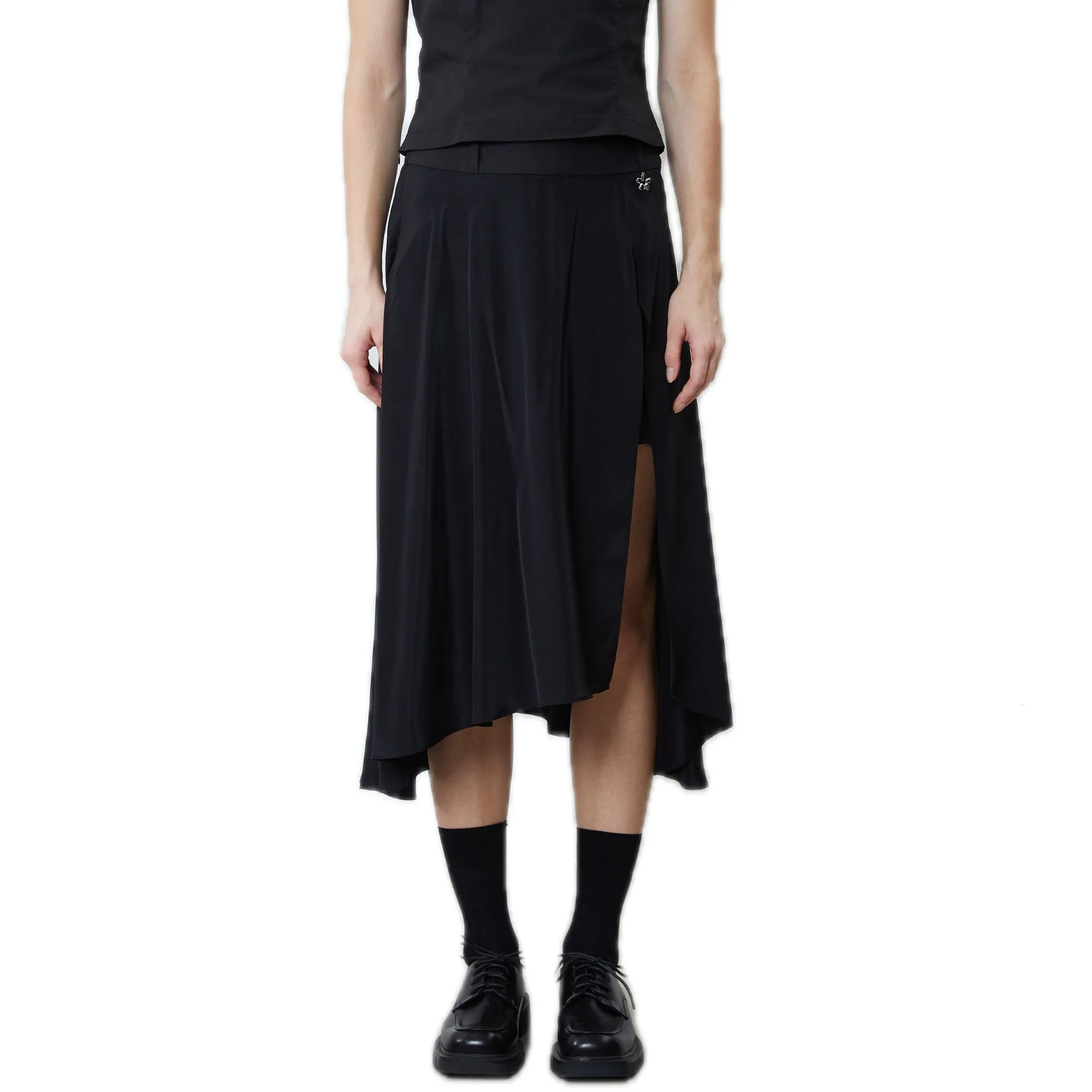 Front Slit Culottes in Black